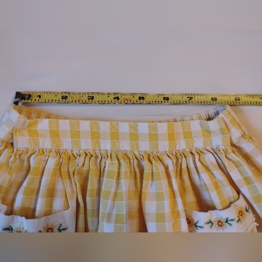 Jacadi French Cottage Farm Skirt Girl Yellow Gingham Check Pocket Flower 4t 5t - Picture 7 of 9